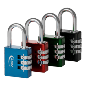 ASEC Coloured Aluminium Open Shackle Combination Padlock - 30mm Visi (1 x Random Colour Supplied)