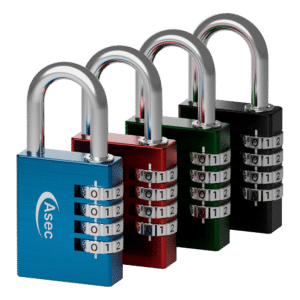 ASEC Coloured Aluminium Open Shackle Combination Padlock - 40mm Visi (1 x Random Colour Supplied)