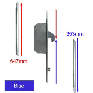 ASEC Modular Repair Lock Locking Point Extensions (UPVC Door) - 2 Hook & 2 Roller - Blue Supplied With Keeps