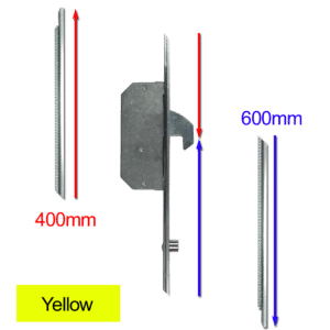 ASEC Modular Repair Lock Locking Point Extensions (UPVC Door) - 2 Hook & 2 Roller - Yellow Supplied With Keeps