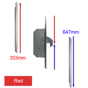 ASEC Modular Repair Lock Locking Point Extensions (UPVC Door) - 2 Hook - Red Supplied With Keeps