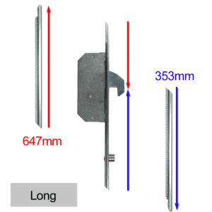 ASEC Modular Repair Lock Locking Point Extensions (UPVC Door) - 2 Hook & 2 Roller - Long