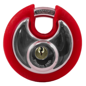 Asec Coloured Discus Padlock - Red Bumper