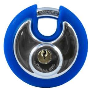 Asec Coloured Discus Padlock - Blue Bumper