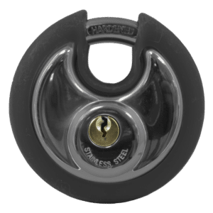 Asec Coloured Discus Padlock - Black Bumper