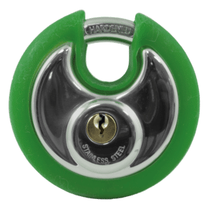 Asec Coloured Discus Padlock - Green Bumper