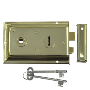 ASEC 1 Lever Double Handed Flanged Rimlock - 150mm - Brass