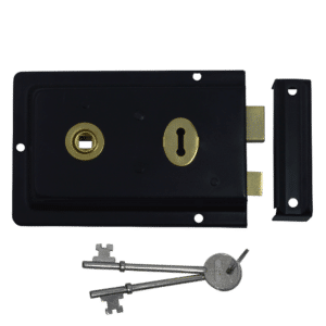 ASEC 1 Lever Double Handed Flanged Rimlock - 150mm - Black
