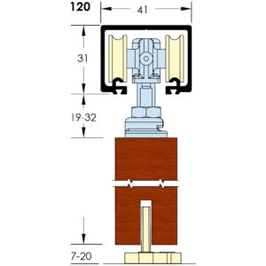 ASEC Single Run Sliding Door Gear - 3000mm Up to 120Kg