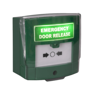 ASEC Emergency Resettable Door Release Double Pole - Green With Cover Buzzer And Illuminated LED
