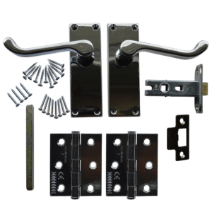 ASEC Scroll Mortice Latch Door Handle Pack Grade 7 Hinges - Chrome Plated