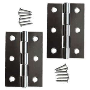 ASEC 75mm Button Tip Butt Hinges - Polished Chrome