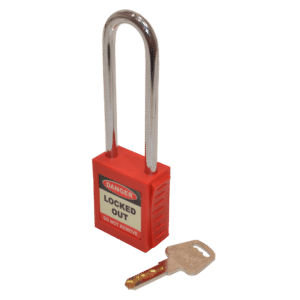 ASEC Safety Lockout Tagout Padlock Long Shackle - Red
