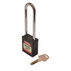 ASEC Safety Lockout Tagout Padlock Long Shackle - Black