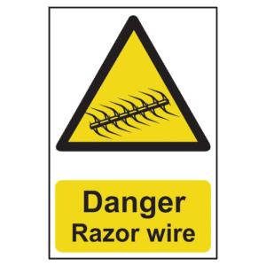 ASEC `Danger: Razor Wire` Sign 200mm x 300mm - 200mm x 300mm
