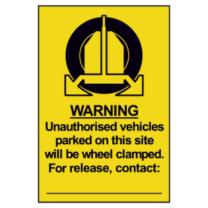 ASEC `Unauthorised Vehicles Will Be Clamped` Sign 200mm x 300mm - 200mm x 300mm