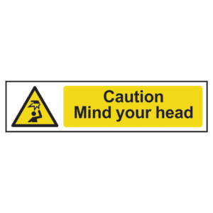 ASEC `Caution: Mind Your Head` Sign 200mm x 50mm - 200mm x 50mm
