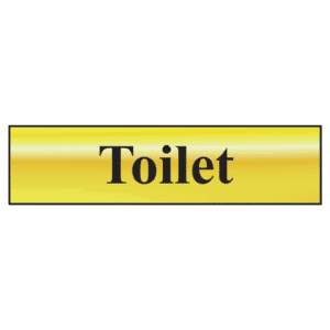 ASEC `Toilet` 200mm x 50mm Metal Strip Self Adhesive Sign Gold - Gold
