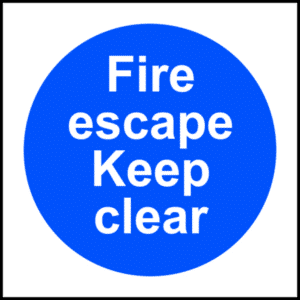 ASEC `Fire Escape Keep Clear` Sign 100mm x 100mm - 100mm x 100mm