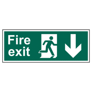 ASEC Fire Exit Arrow Direction Sign 400mm x 150mm - Down