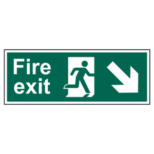 ASEC Fire Exit Arrow Direction Sign 400mm x 150mm - Down/Right