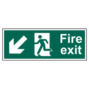 ASEC Fire Exit Arrow Direction Sign 400mm x 150mm - Down/Left