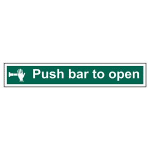 ASEC `Push Bar To Open` Sign 600mm x 100mm - 600mm x 100mm