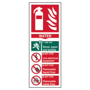 ASEC Fire Extinguisher Signs 82mm x 202mm - Water