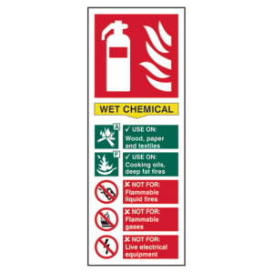 ASEC Fire Extinguisher Signs 82mm x 202mm - Wet Chemical