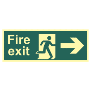 ASEC Photoluminescent Fire Exit Arrow Direction Sign 400mm x 150mm - Right