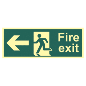 ASEC Photoluminescent Fire Exit Arrow Direction Sign 400mm x 150mm - Left