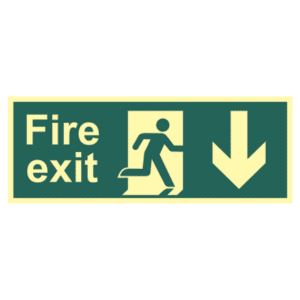 ASEC Photoluminescent Fire Exit Arrow Direction Sign 400mm x 150mm - Down