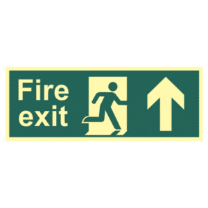 ASEC Photoluminescent Fire Exit Arrow Direction Sign 400mm x 150mm - Up