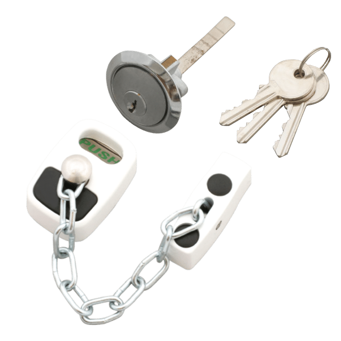 ASEC Door Chain with External Cylinder – Chrome - Ironmongery Warehouse