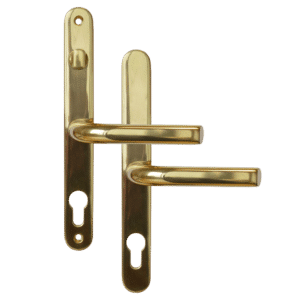 ASEC 68mm Lever UPVC Door Furniture With Snib - Polished Gold