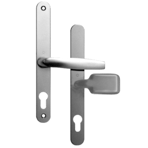ASEC 68mm Lever Pad UPVC Door Furniture With Snib - Polished Silver