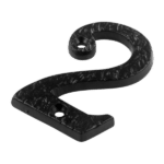 ASEC Antique Style Metal Numerals - 75mm Black '2' (Bagged)