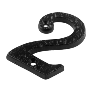 ASEC Antique Style Metal Numerals - 75mm Black '2' (Bagged)