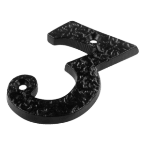 ASEC Antique Style Metal Numerals - 75mm Black '3' (Bagged)