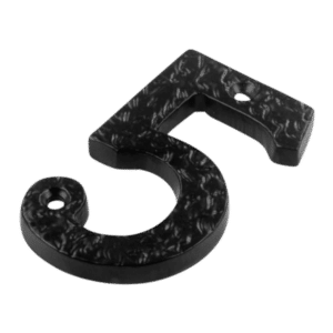 ASEC Antique Style Metal Numerals - 75mm Black '5' (Bagged)
