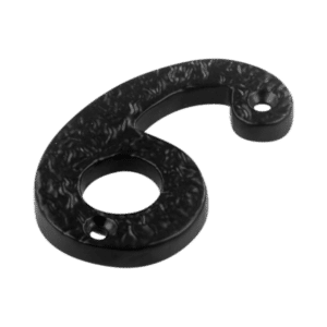 ASEC Antique Style Metal Numerals - 75mm Black '6' (Bagged)