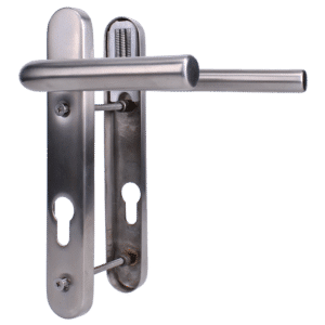 ASEC 92 Lever/Lever UPVC Furniture - 220mm Backplate - Brushed Silver
