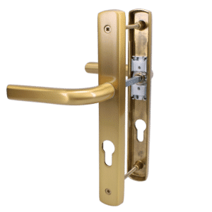 ASEC 70 Lever/Lever Door Furniture To Suit Ferco - 200mm Backplate - Brushed Gold