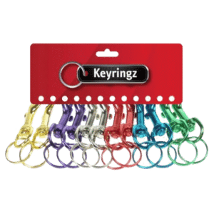 ASEC Metal Belt Clip Key Ring - Assorted Colours - Pack Of 12
