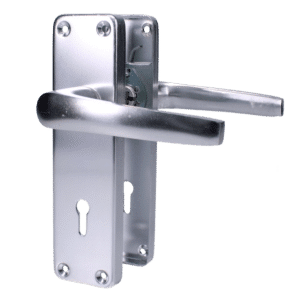 ASEC Stafford Plate Furniture Lever Lock Handle - Polished Anodised Aluminium