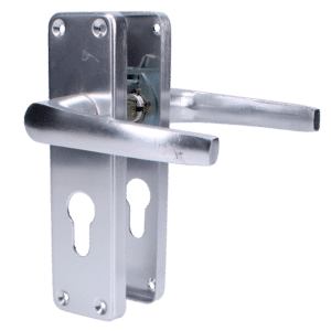 ASEC Stafford Plate Furniture Lever Euro Lock Handle - Polished Anodised Aluminium