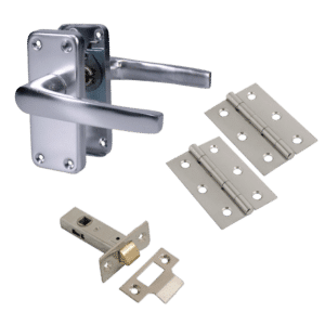ASEC Stafford Latch Pack C/W Latch & Hinges - Anodised Aluminium