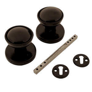 ASEC Plastic Rim/Mortice Knob Set 48mm - Black