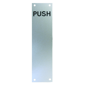 ASEC Push/Pull Screen Printed Finger Plate75mm Width x 1.2mm Depth (SSS) Satin Stainless Steel - PUSH' 350mm Height SSS
