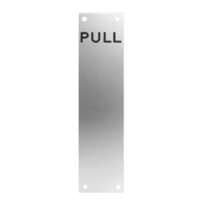 ASEC Push/Pull Screen Printed Finger Plate75mm Width x 1.2mm Depth (SSS) Satin Stainless Steel - PULL' 300mm Height SSS